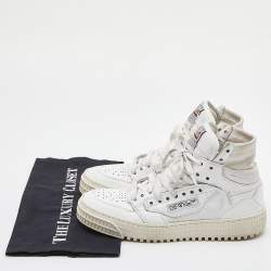 Pre Owned Off-White White Leather and Canvas Off Court 3.0 High Top Sneakers Size 37