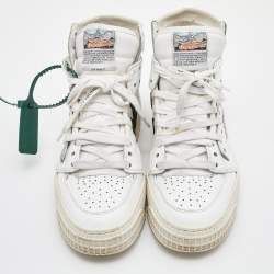 Pre Owned Off-White White Leather and Canvas Off Court 3.0 High Top Sneakers Size 37