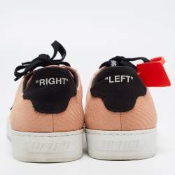 مملوكة مسبقًا Off-White Pink Python Embossed Leather Low 2.0 Sneakers Size 39