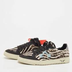 Pre Owned Off-White Black Suede and Calf Hair Low-top Zebra Arrow  Sneakers  Size 40