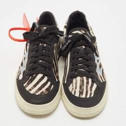 Pre Owned Off-White Black Suede and Calf Hair Low-top Zebra Arrow  Sneakers  Size 40
