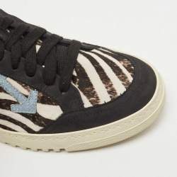Pre Owned Off-White Black Suede and Calf Hair Low-top Zebra Arrow  Sneakers  Size 40