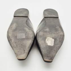 Off-White Black/Yellow Leather and Logo Elastic Flat Mules Size 40