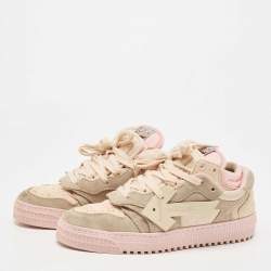 مملوكة مسبقًا Off-White Tricolor Suede and Fabric Floating Arrow Sneakers Size 38