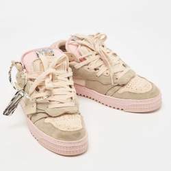 مملوكة مسبقًا Off-White Tricolor Suede and Fabric Floating Arrow Sneakers Size 38