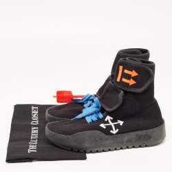 Pre Owned Off-White Black Knit Fabric Moto Wrap Velcro Detailed Sneakers Size 40