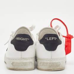 Pre Owned Off-White White/Black Leather and Suede 2.0 Low Top Sneakers Size 37