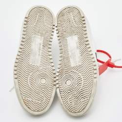 Pre Owned Off-White White/Black Leather and Suede 2.0 Low Top Sneakers Size 37