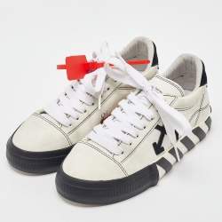 Pre Owned حذاء رياضي أوف وايت طراز منخفض من أعلى سويدي و جلد و كانفاس أصفر مقاس 36