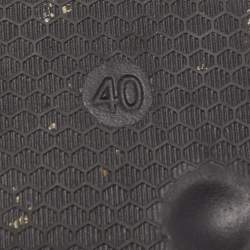 Pre Owned Off-White Black Leather Printed Flat Slides Size 40