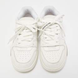 مملوكة مسبقًا Off-White White Leather Logo-Print Lace-Up Sneakers Size 35