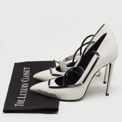 Pre Owned Off-White White Leather Lace Up Pumps Size 40
