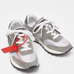 مملوكة مسبقًا Off-White Grey/Silver Suede and Fabric Low Top Sneakers Size 39