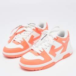 Off-White Orange/White Leather Out Of Office Low Top Sneakers Size 36