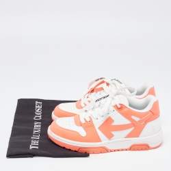 Off-White Orange/White Leather Out Of Office Low Top Sneakers Size 36