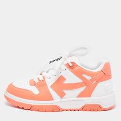 Off-White Orange/White Leather Out Of Office Low Top Sneakers Size 36