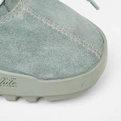 Pre Owned Off-White Light Green Suede Moto Wrap Ankle Booties Size 38