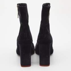 Off-White Black Velvet Block Heel Ankle Boots Size 39