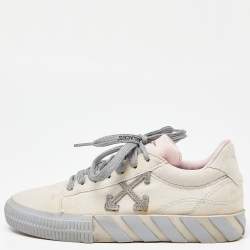 Pre Owned Off White Beige Canvas Low Top Sneakers Size 37