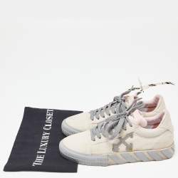 Pre Owned Off White Beige Canvas Low Top Sneakers Size 37