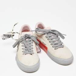 Pre Owned Off White Beige Canvas Low Top Sneakers Size 37