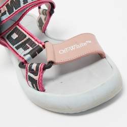 Pre Owned Off-White Multicolor Canvas Preloved Track Logo Slingback Sandals Size  41