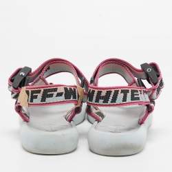 Pre Owned Off-White Multicolor Canvas Preloved Track Logo Slingback Sandals Size  41