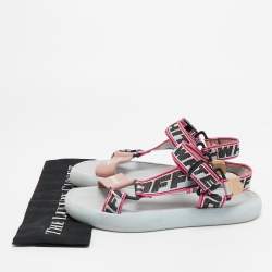 Pre Owned Off-White Multicolor Canvas Preloved Track Logo Slingback Sandals Size  41