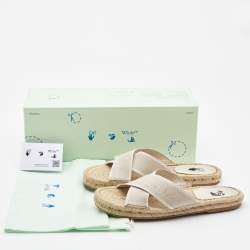 Pre Owned Off-White Grey Canvas Crisscross Espadrille Sandals Size 39