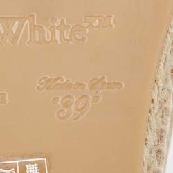 Pre Owned Off-White Beige Logo Embroidered Canvas Flat Espadrille Slides Size 39