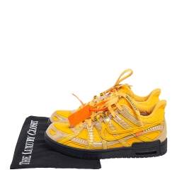 Pre Owned Off-White x Nike Yellow/Metallic Gold Leather And Fabric Dunk University Sneakers Size 39