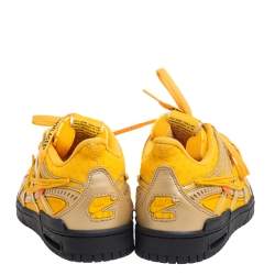 Pre Owned Off-White x Nike Yellow/Metallic Gold Leather And Fabric Dunk University Sneakers Size 39