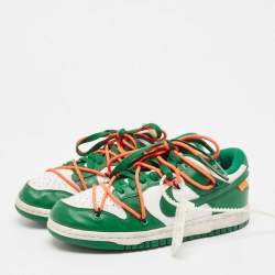 Off-White x Nike Green/White Leather Dunk Low Sneakers Size 37.5