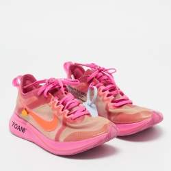Off White x Nike Shocking Pink Translucent Nylon The 10 Nike Zoom Fly Sneakers Size 38.5