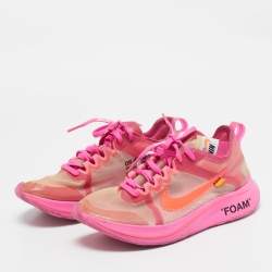 Off White x Nike Shocking Pink Translucent Nylon The 10 Nike Zoom Fly Sneakers Size 38.5