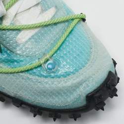 Off-White x Nike Blue Nylon Waffle Racer Vivid Sky Sneakers Size 38.5