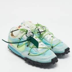 Off-White x Nike Blue Nylon Waffle Racer Vivid Sky Sneakers Size 38.5