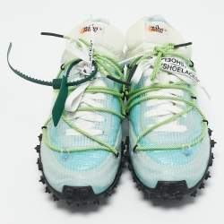 Off-White x Nike Blue Nylon Waffle Racer Vivid Sky Sneakers Size 38.5
