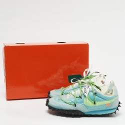 Off-White x Nike Blue Nylon Waffle Racer Vivid Sky Sneakers Size 38.5