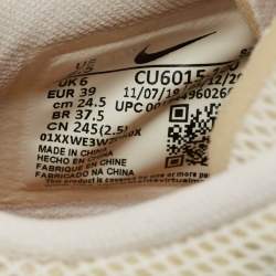 Pre Owned Off-White x Nike Silver/White Leather and Mesh Air Dunk UNC Sneakers Size 39