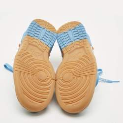 Pre Owned Off-White x Nike Silver/White Leather and Mesh Air Dunk UNC Sneakers Size 39