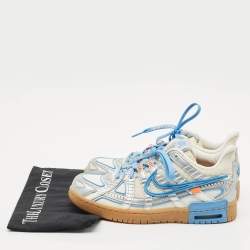 Pre Owned Off-White x Nike Silver/White Leather and Mesh Air Dunk UNC Sneakers Size 39