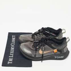 Pre Owned Off White x Nike Black/Silver Mesh And Polyurethane Zoom Fly Low Top Sneakers Size 40,5
