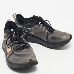 Pre Owned Off White x Nike Black/Silver Mesh And Polyurethane Zoom Fly Low Top Sneakers Size 40,5