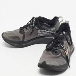Pre Owned Off White x Nike Black/Silver Mesh And Polyurethane Zoom Fly Low Top Sneakers Size 40,5