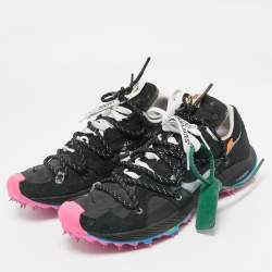 Pre Owned Off-White x Nike Black Nylon and Suede Waffle Racer Lace Up Sneakers Size 40.5