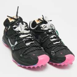 Pre Owned Off-White x Nike Black Nylon and Suede Waffle Racer Lace Up Sneakers Size 40.5