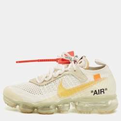 Pre Owned Off-White x Nike White Knit Fabric Air VaporMax Sneakers Size 37.5