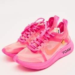 Pre Owned Off-White x Nike Pink/Transparent Mesh Zoom Fly Sneakers Size 38