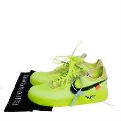 Off-White x Nike Neon Yellow Mesh And Fabric Air Force 1 Volt Sneakers Size 38